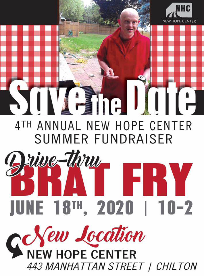 Drive Thru Brat Fry Fundraiser June 18, 2020 New Hope Center Chilton