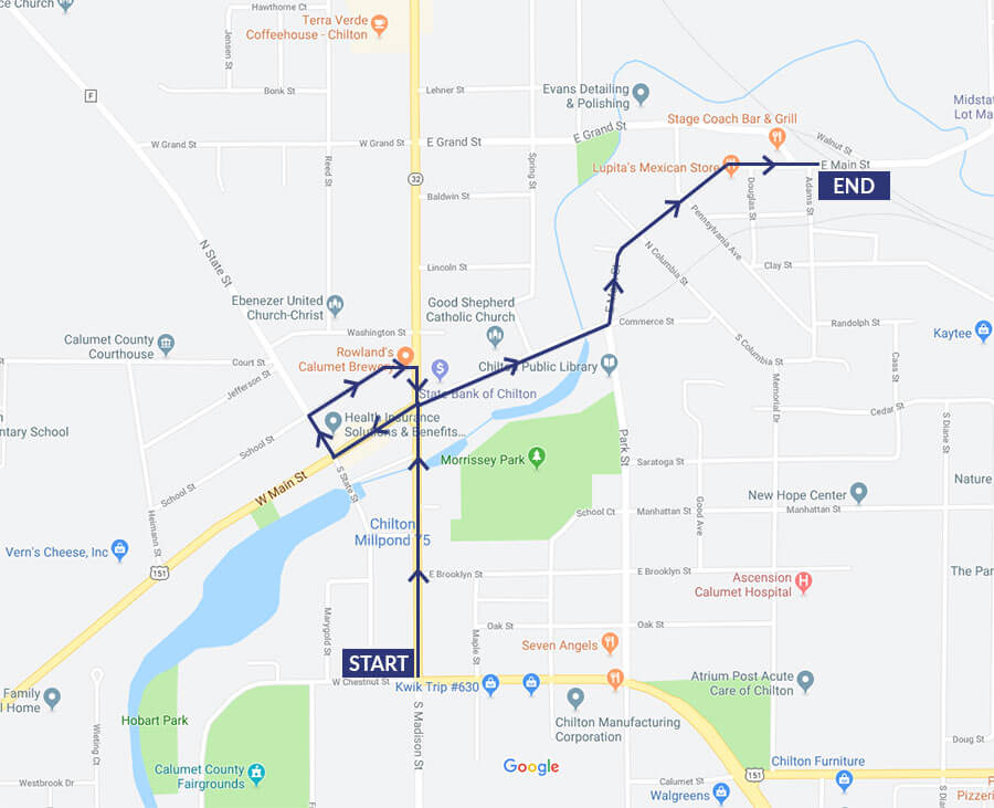 Chilton Fathers Day Parade route map