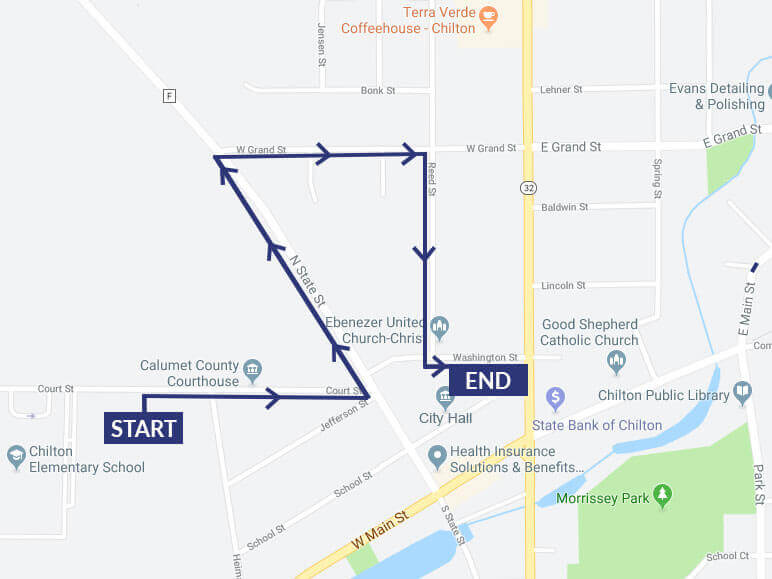 2022 Holiday Parade of Lights parade route Chilton Wisconsin